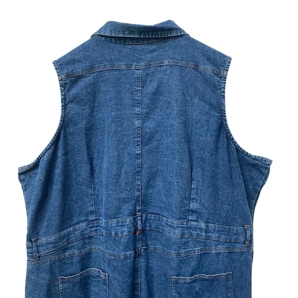 Ashley Stewart Sleeveless Denim Jumpsuit Blue Jeans size 24 3X - Picture 6 of 7